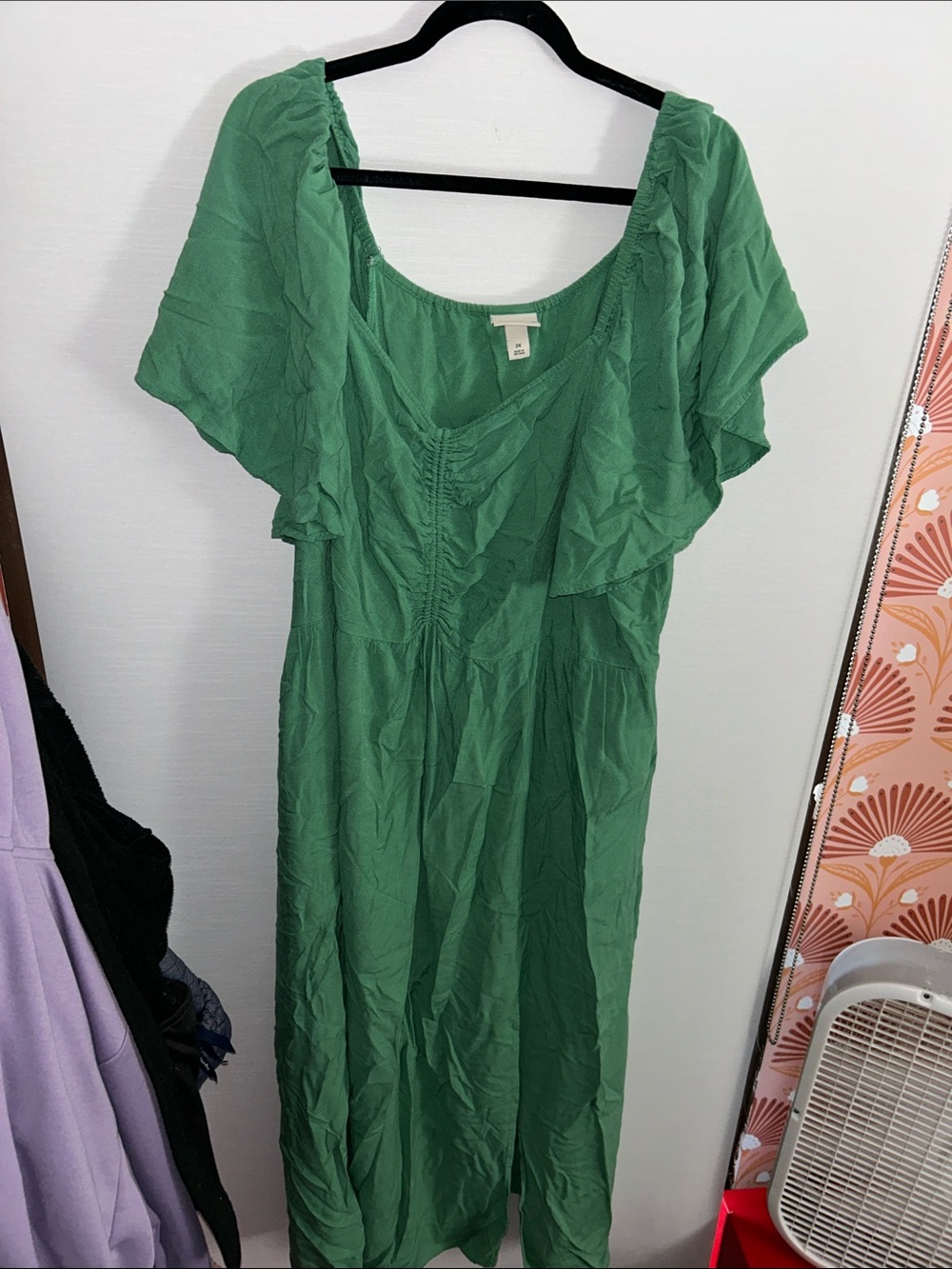Ava & Viv Green Flutter-Sleeve Maxi Dress